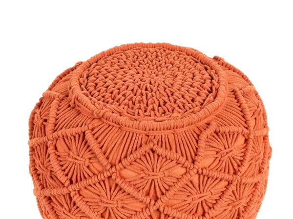 Puff Strikket Oransje bomull chunky heklet rund flettet fotskammel boho design stue dekorasjon sitteplasser