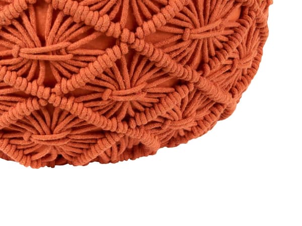 Puff Strikket Oransje bomull chunky heklet rund flettet fotskammel boho design stue dekorasjon sitteplasser