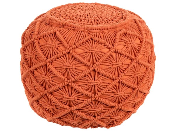 Puff Strikket Oransje bomull chunky heklet rund flettet fotskammel boho design stue dekorasjon sitteplasser