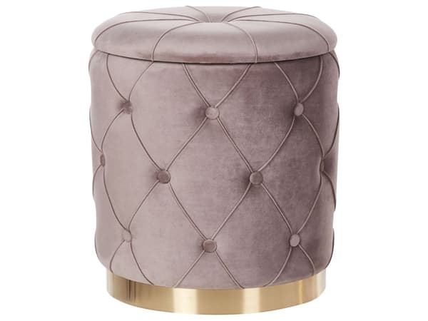 Sett med 2 puffer med oppbevaring Taupe Polyester Fløyel Gullfarget base Dekorative knapper Glamorøst design Dekorasjon Tilbehør Fotskammel