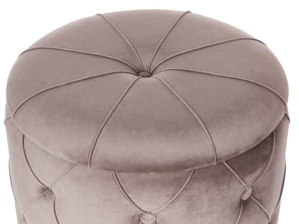 Sett med 2 puffer med oppbevaring Taupe Polyester Fløyel Gullfarget base Dekorative knapper Glamorøst design Dekorasjon Tilbehør Fotskammel