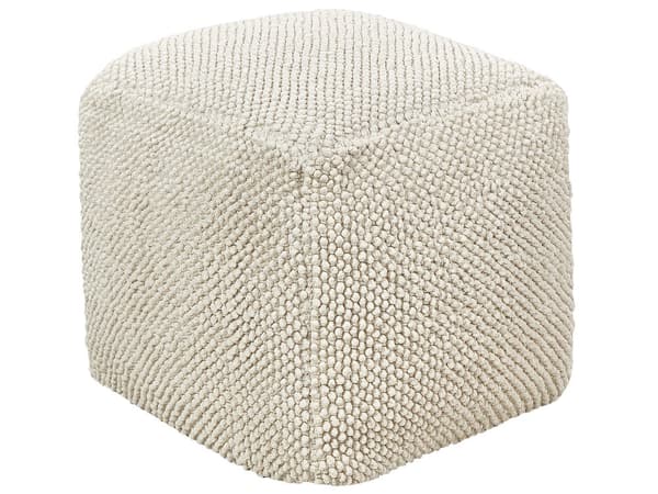 Puff Beige Bomull 45 x 45 x 45 cm Ensfarget Mønstret Firkantet Stoff Sittepute