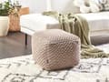 Miniatyrbild 2 av 6: Puff Ottoman Fotpall Taupe Beige 50 x 50 x 35 cm Handvävd Bomullspärlor Fyllning Fyrkant