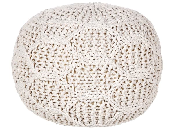Rahi vaalea beige 50 x 50 cm puuvilla pallorahi makramee pyöreä EPS-rakeet boho