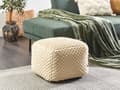 Miniatyrbilde 2 av 6: Puff Ottoman Fotskammel Taupe Beige 50 x 50 x 35 cm Håndvevd Bomullsperler Fylling Kvadratisk