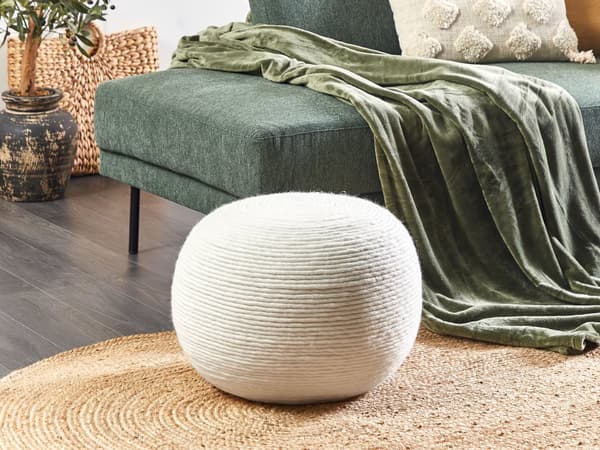 Rahi valkoinen 50 cm villa EPS-täyte pyöreä käsintehty kudottu boho-tyyli