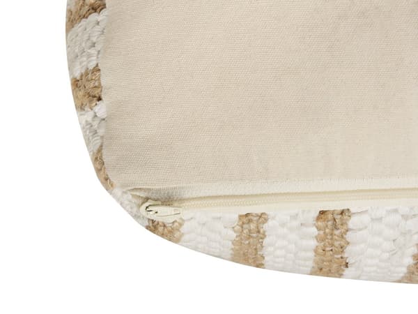 Sittepuff Beige og Hvit 60 x 60 x 30 cm Jute Polyester Bomull Abstrakt Mønster Kvadratisk Sittepuff i Stoff