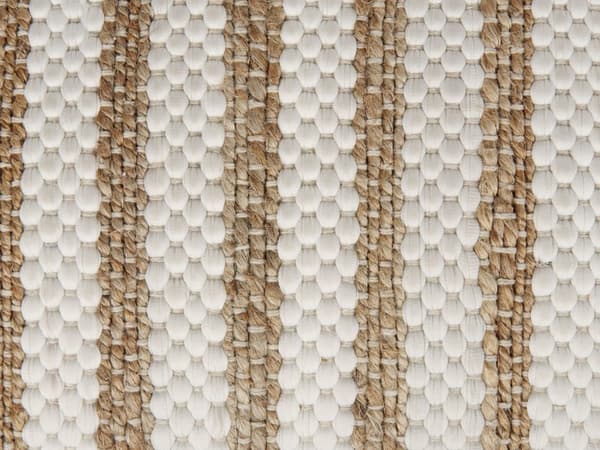 Sittepuff Beige og Hvit 60 x 60 x 30 cm Jute Polyester Bomull Abstrakt Mønster Kvadratisk Sittepuff i Stoff