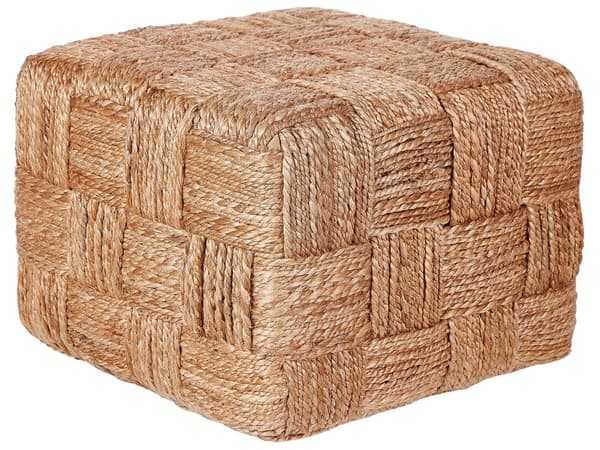 Puff Beige Jute 50 x 50 x 35 cm EPS-kuler Bohemsk stil Gulvpute Tilbehør