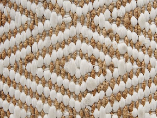 Puff gulvpute Beige og hvit 60 x 60 x 30 cm Jute Polyester Bomull Abstrakt mønster Kvadratisk stoff