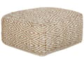 Miniatyrbilde 1 av 6: Puff gulvpute Beige og hvit 60 x 60 x 30 cm Jute Polyester Bomull Abstrakt mønster Kvadratisk stoff