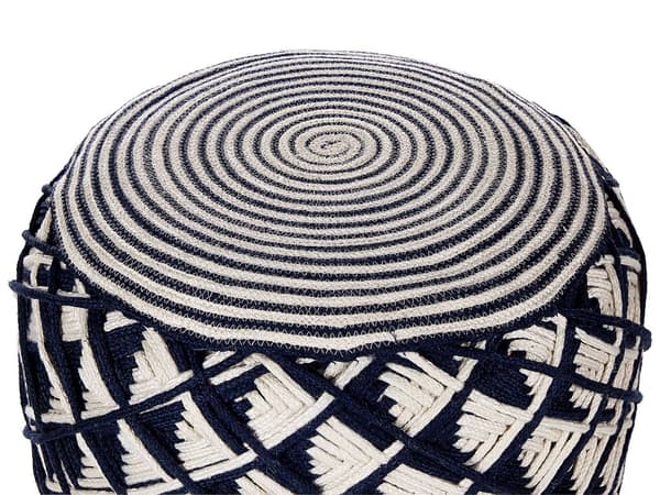 Puff Marineblå Beige Syntetisk materiale ø 50 cm Håndvevd Bohemsk stil Innendørs- og utendørsbruk Gulvpute Tilbehør