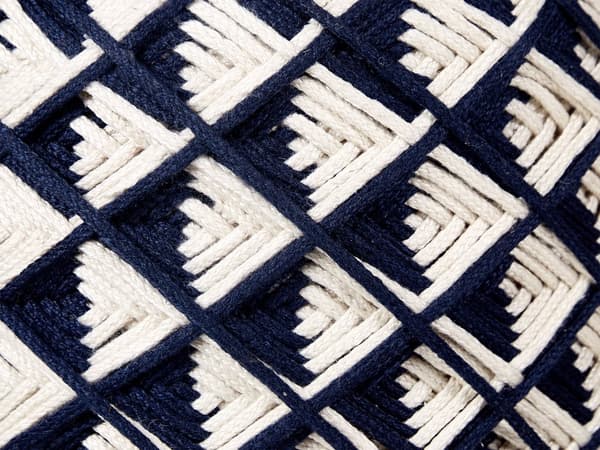 Puff Marineblå Beige Syntetisk materiale ø 50 cm Håndvevd Bohemsk stil Innendørs- og utendørsbruk Gulvpute Tilbehør