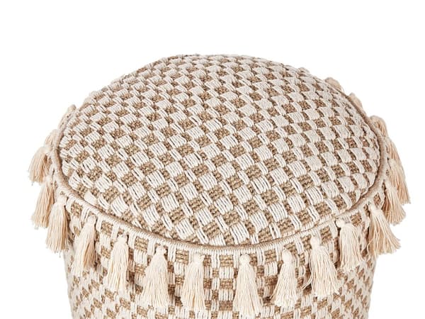 Puf i naturligt søgræs og bomuld 50 cm ottoman fodskammel boho tilbehør