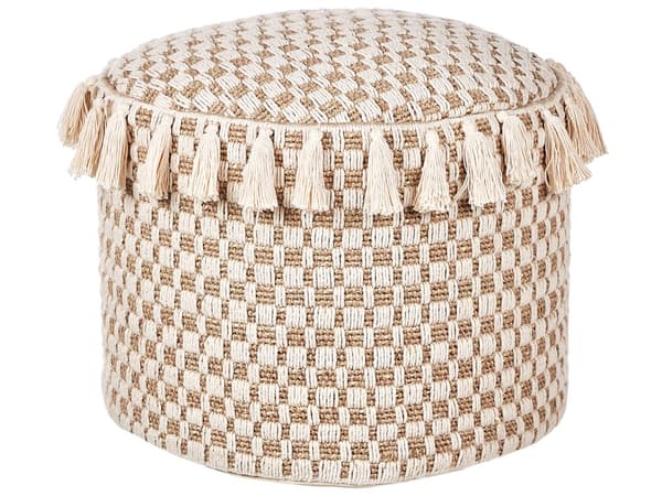 Puf i naturligt søgræs og bomuld 50 cm ottoman fodskammel boho tilbehør