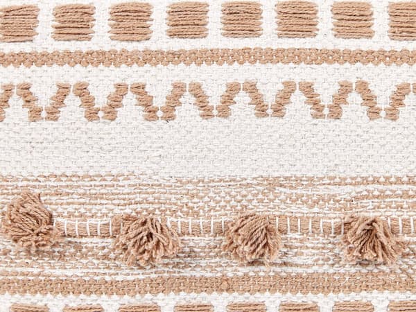 Beige bomuldspuf 50 x 50 x 35 cm pudebetræk vævet i boho-mønster