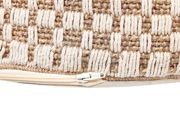 Puff Naturlig Beige Sjögräs Bomull 50 cm Frigolit Fyllning Fotpall Handvävd Boho Stil Vardagsrum Sovrum