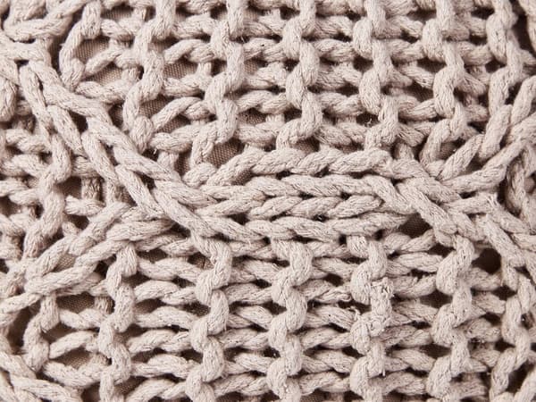 Puf Taupe Bomuld ø 50 cm Stor Rund Gulvpude til Soveværelset Boho Strikket Siddepuf til Entre Tilbehør Sofapuf