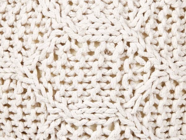 Puf Beige Bomuld ø 50 cm Stor Rund Gulvpude til Soveværelset Boho Strikket Siddepuf til Entre Tilbehør Sofapuf