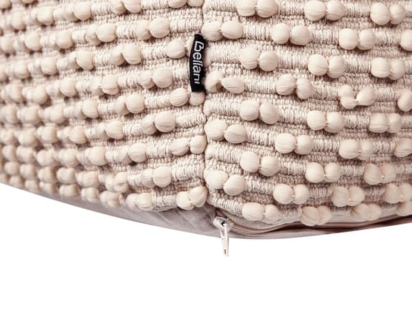Puf Taupe Bomuld 50 x 50 cm Stor Firkantet Gulvpude til Soveværelset Boho Strikket Siddepuf til Entre Tilbehør Sofapuf