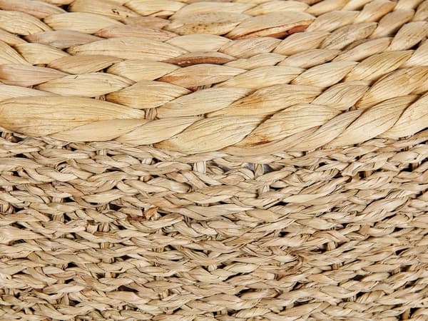 Rund Puf Beige Brun Natur Vandhyacint ø 50 cm Stor Flettet Gulvpude til Soveværelset Boho Siddepuf til Entre Tilbehør Sofapuf