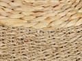 Miniatyrbillede 5 af 5: Rund Puf Beige Brun Natur Vandhyacint ø 50 cm Stor Flettet Gulvpude til Soveværelset Boho Siddepuf til Entre Tilbehør Sofapuf