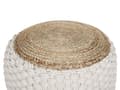 Miniatyrbild 4 av 5: Pouf Fotpall Vit och Beige Stickad Bomull Jute EPS-Pärlor Fyllning Rund Liten Fotpall 50 x 35 cm Boho-stil Vardagsrum Sovrum