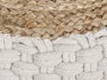 Miniatyrbild 5 av 5: Pouf Fotpall Vit och Beige Stickad Bomull Jute EPS-Pärlor Fyllning Rund Liten Fotpall 50 x 35 cm Boho-stil Vardagsrum Sovrum