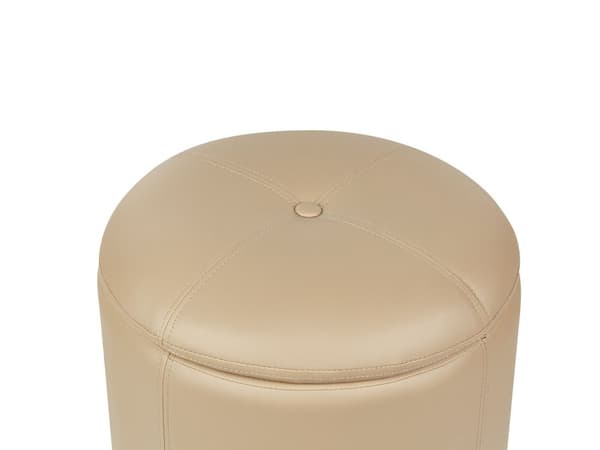Beige øko-læderpuf 40 x 38 cm med opbevaring til glamour-stuen