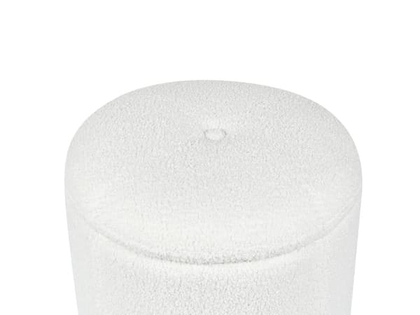 Hvid bouclé-puf 40 x 38 cm med opbevaring til glamour-stuen
