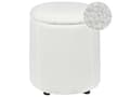 Miniatyrbillede 1 af 8: Hvid bouclé-puf 40 x 38 cm med opbevaring til glamour-stuen