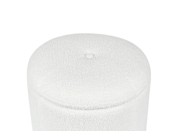 Puff Off-White Boucle 40 x 38 cm med oppbevaringskrakk Glamour