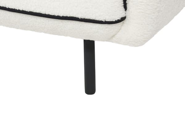 Fotpall Sittpuff Vit Bouclé Tyg Klädd Metall Svarta Ben Fyrkantig Fotpall Vadderad Svart Dekorativ Kant Retro Glam Vardagsrum Sovrum
