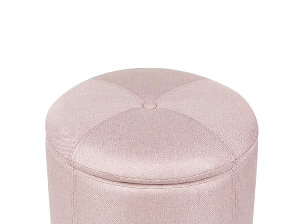 Puff Rosa Tyg 40 x 38 cm med Förvaring Pall Glamour Vardagsrum Sovrum
