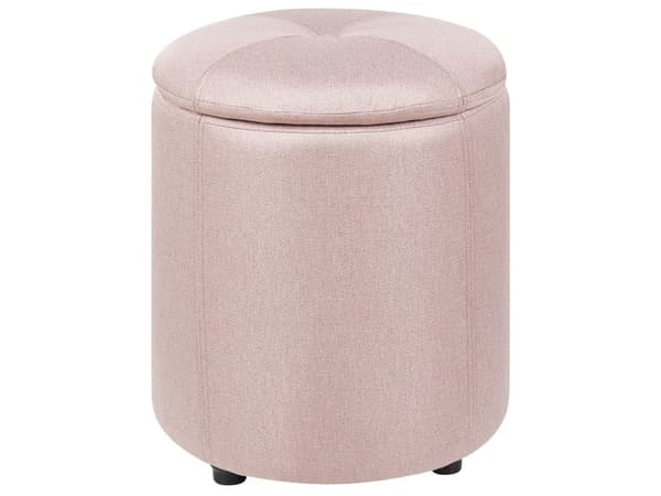 Puff Rosa Tyg 40 x 38 cm med Förvaring Pall Glamour Vardagsrum Sovrum