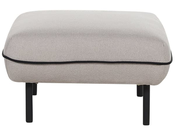 Ottoman Fotpall Ljusgrått tyg Klädd Metall Svarta Ben Fyrkantig Fotpall Vadderad Svart Dekorativ Kant Retro Glam