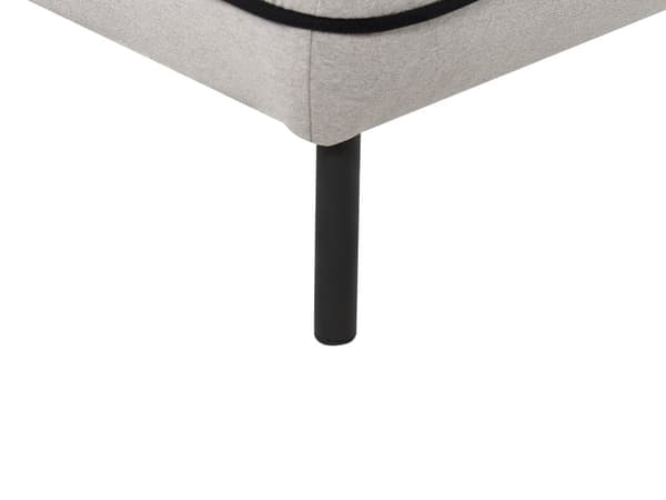 Ottoman Fotpall Ljusgrått tyg Klädd Metall Svarta Ben Fyrkantig Fotpall Vadderad Svart Dekorativ Kant Retro Glam