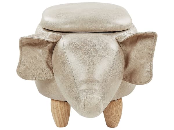 Puff med oppbevaring Brun Imitert skinn Dyrepuff Elefant Til barn Barnerom Dekorativ Tilbehør