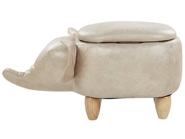 Puff med oppbevaring Brun Imitert skinn Dyrepuff Elefant Til barn Barnerom Dekorativ Tilbehør