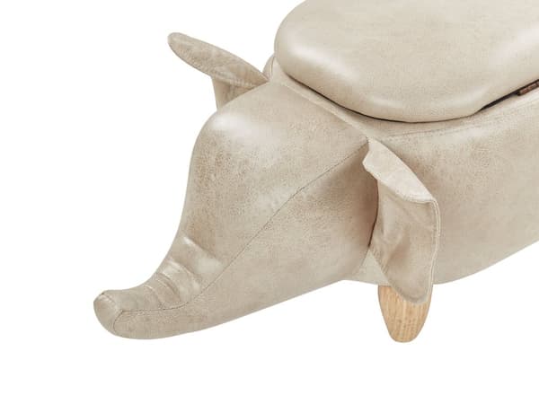 Puff med oppbevaring Brun Imitert skinn Dyrepuff Elefant Til barn Barnerom Dekorativ Tilbehør