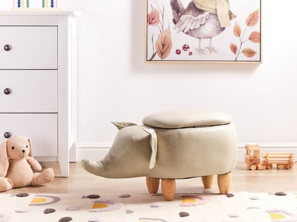 Puff med oppbevaring Brun Imitert skinn Dyrepuff Elefant Til barn Barnerom Dekorativ Tilbehør