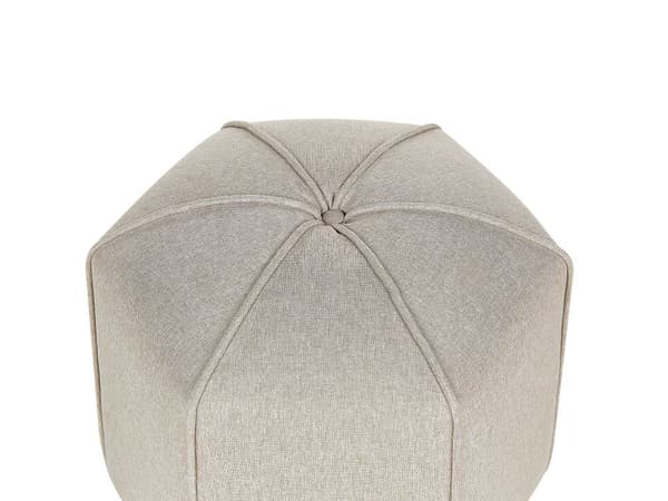 Puff Beige Linne Rund 45 x 45 x 42 cm Fotpall Accent Klädsel Modernt Vardagsrum Sovrumsinredning Möbler
