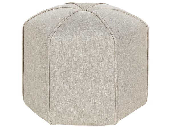 Puff Beige Linne Rund 45 x 45 x 42 cm Fotpall Accent Klädsel Modernt Vardagsrum Sovrumsinredning Möbler