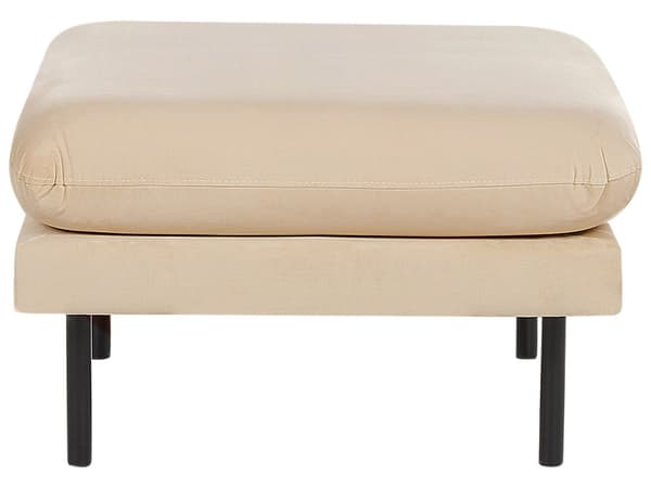 Fotskammel Beige Fløyel 75 x 42 x 75 cm Svarte metallben Sittepute Moderne Retro Stue Puff