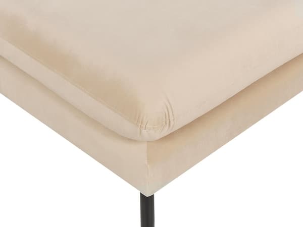 Fotskammel Beige Fløyel 75 x 42 x 75 cm Svarte metallben Sittepute Moderne Retro Stue Puff