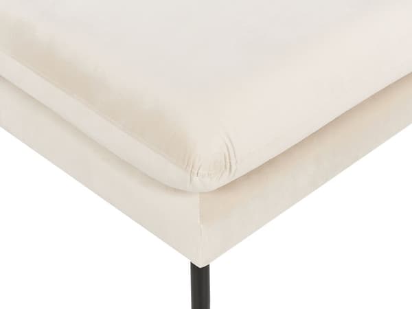 Puff i lys beige fløyelsstoff med putetopp Firkantet fotskammel Metallben Glamour Style