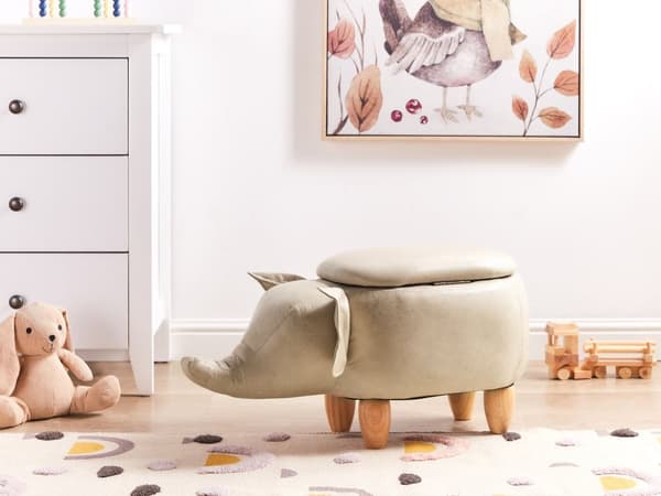Puf Taupe Kunstlæder cm Elefant Siddepuf Multifunktionel Fodskammel Indendørs Stue Børnepuf Design Tilbehør Børneværelse