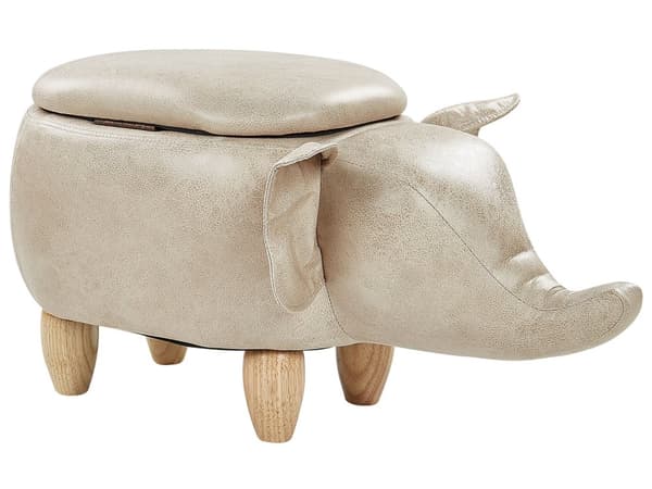 Puf Taupe Kunstlæder cm Elefant Siddepuf Multifunktionel Fodskammel Indendørs Stue Børnepuf Design Tilbehør Børneværelse