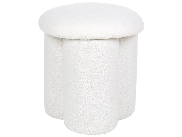 Hvid polstret puf 40 x 40 x 45 cm rund trebenet paddehatteform moderne stil