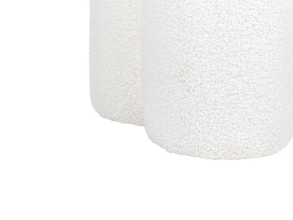 Hvid polstret puf 40 x 40 x 45 cm rund trebenet paddehatteform moderne stil